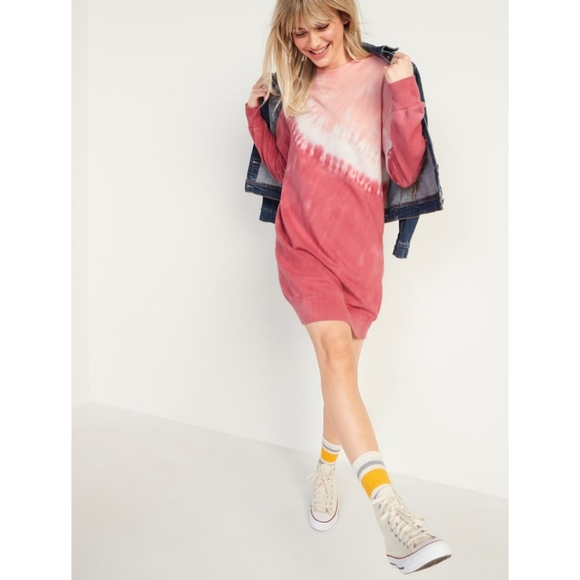 Long Sleeve Crew Neck Sweatshirt Dress 